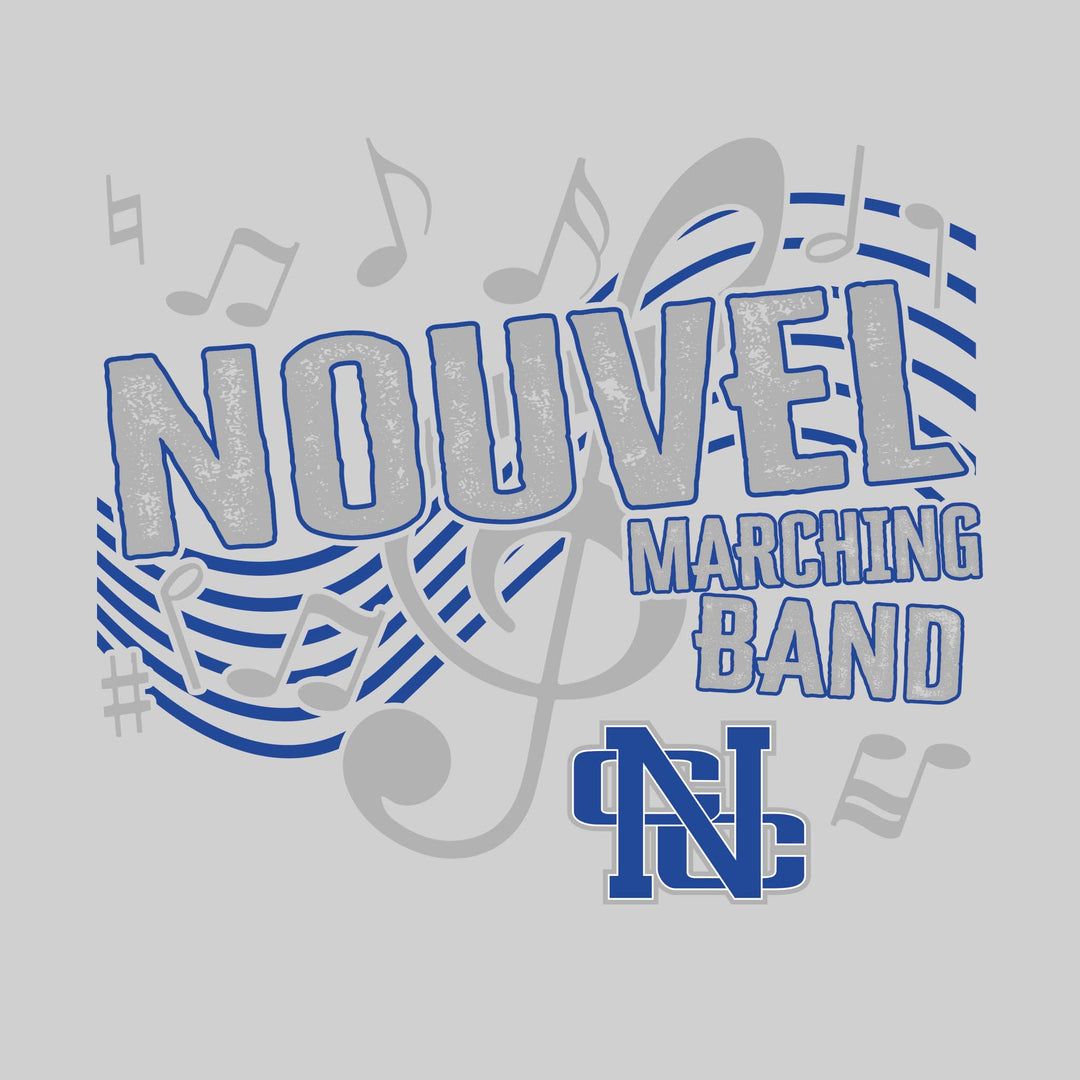Nouvel Panthers - Marching Band - School Name with Treble Clef &amp; Music Notes