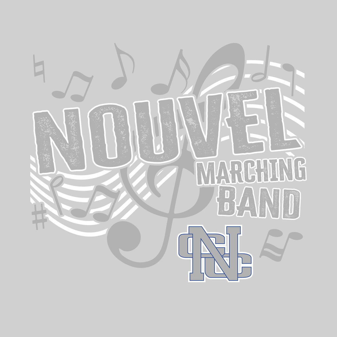 Nouvel Panthers - Marching Band - School Name with Treble Clef &amp; Music Notes
