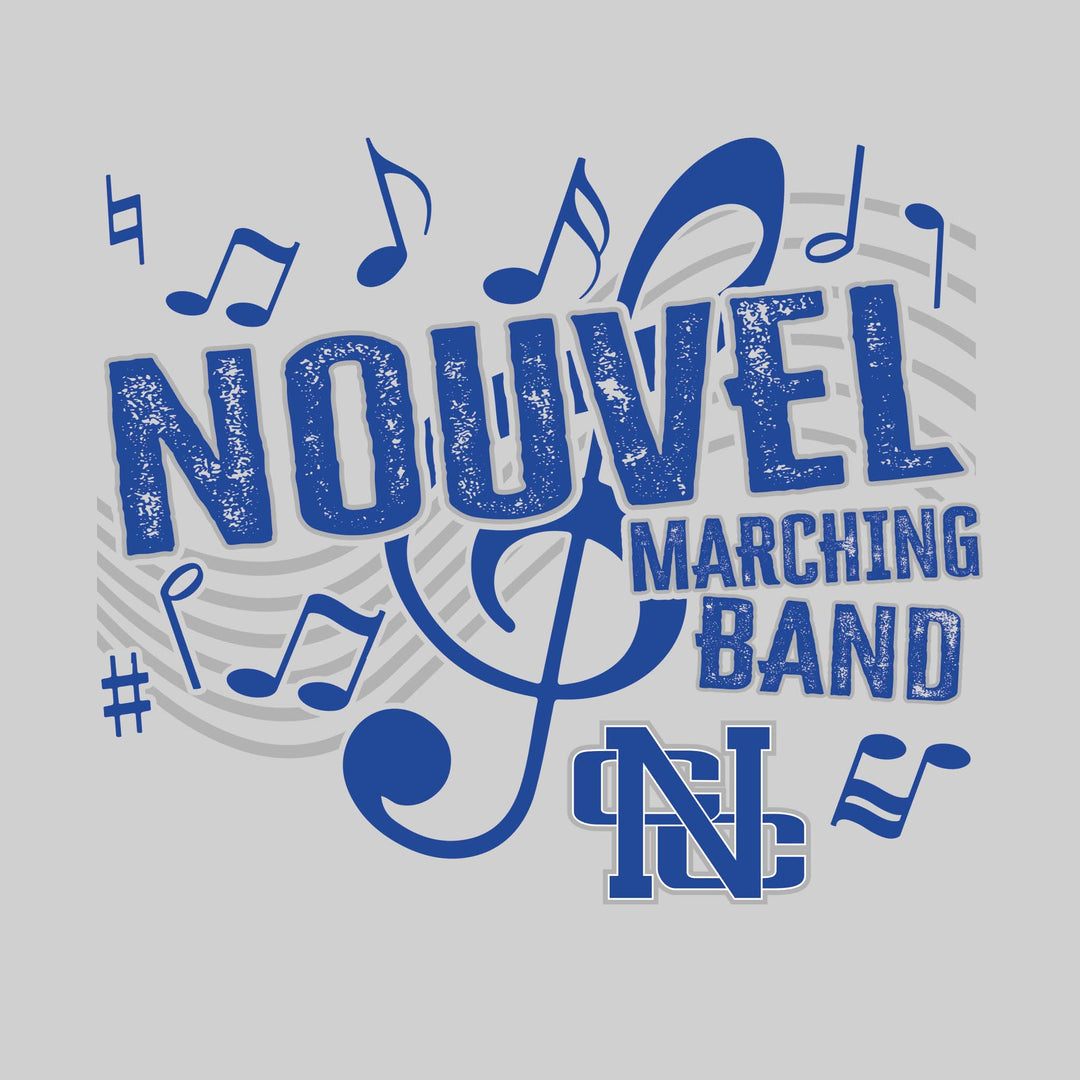 Nouvel Panthers - Marching Band - School Name with Treble Clef &amp; Music Notes