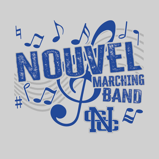 Nouvel Panthers - Marching Band - School Name with Treble Clef &amp; Music Notes