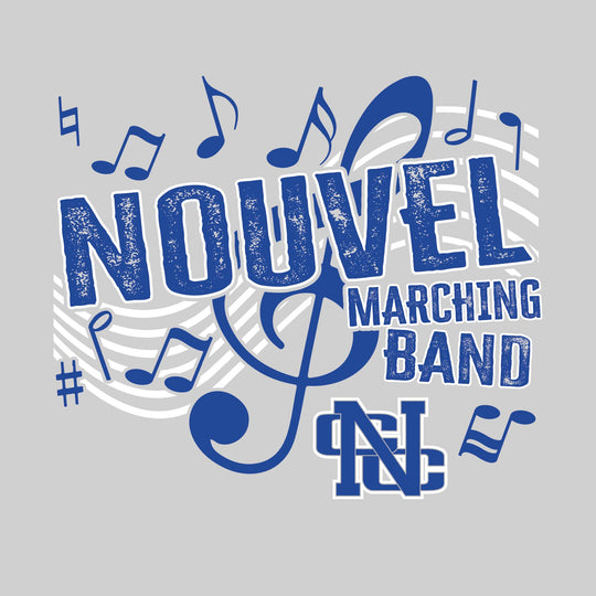 Nouvel Panthers - Marching Band - School Name with Treble Clef &amp; Music Notes