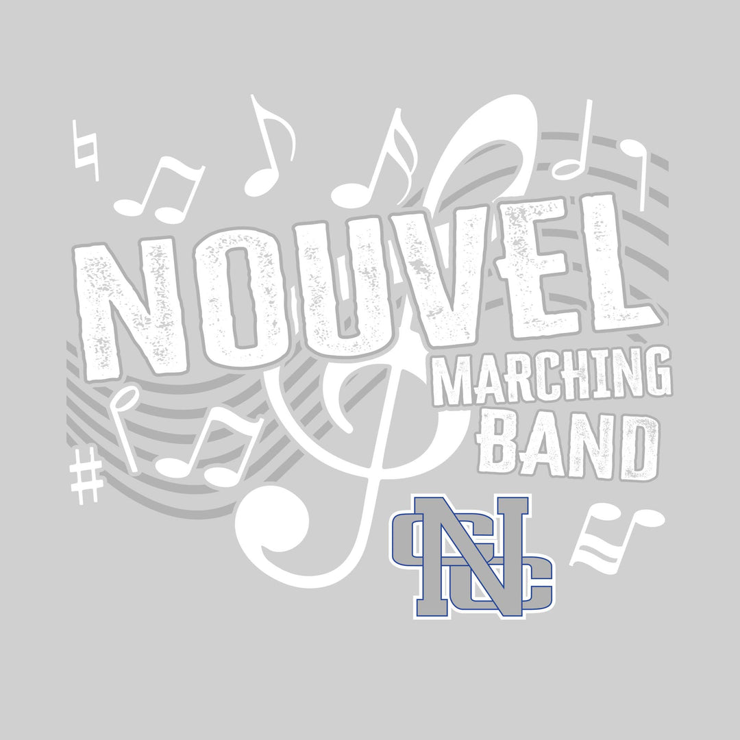 Nouvel Panthers - Marching Band - School Name with Treble Clef &amp; Music Notes