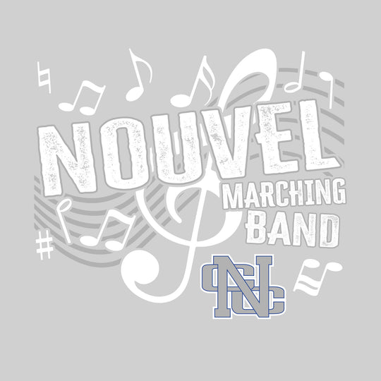 Nouvel Panthers - Marching Band - School Name with Treble Clef &amp; Music Notes