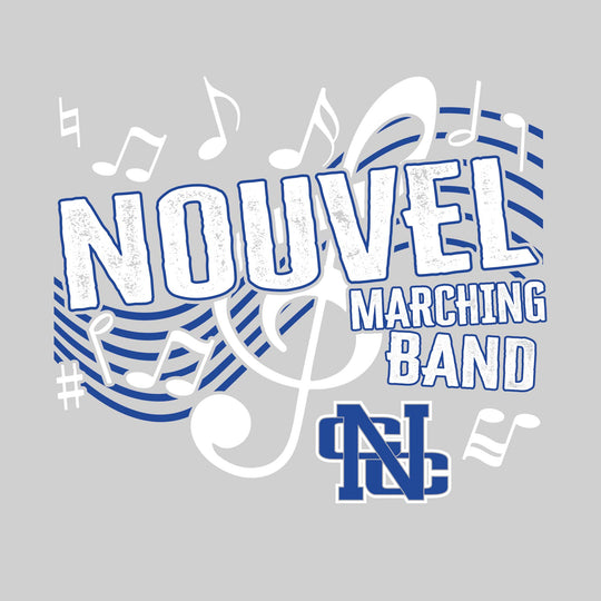 Nouvel Panthers - Marching Band - School Name with Treble Clef &amp; Music Notes
