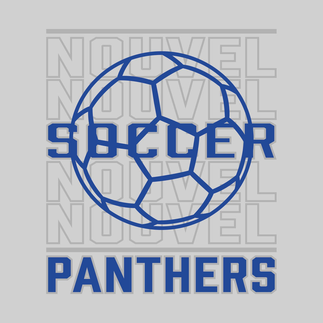Nouvel Panthers - Soccer - Repeated School Name with Soccer Ball Outline