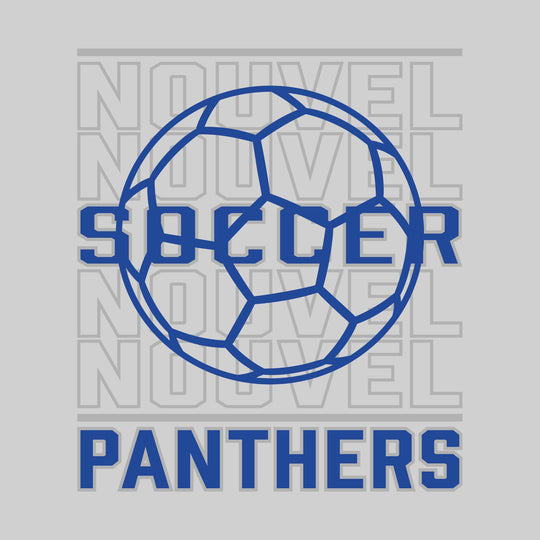 Nouvel Panthers - Soccer - Repeated School Name with Soccer Ball Outline