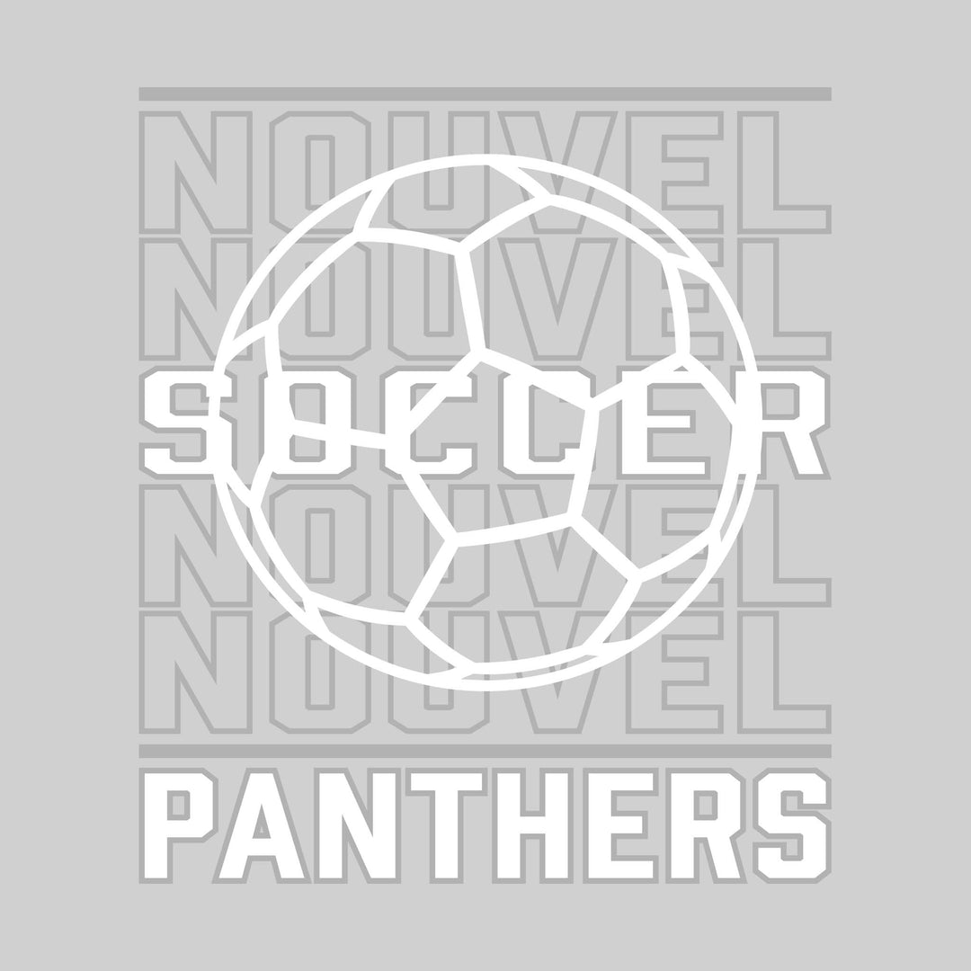 Nouvel Panthers - Soccer - Repeated School Name with Soccer Ball Outline
