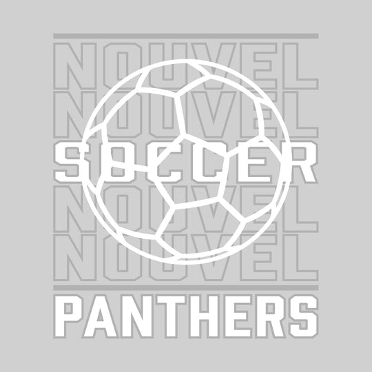 Nouvel Panthers - Soccer - Repeated School Name with Soccer Ball Outline