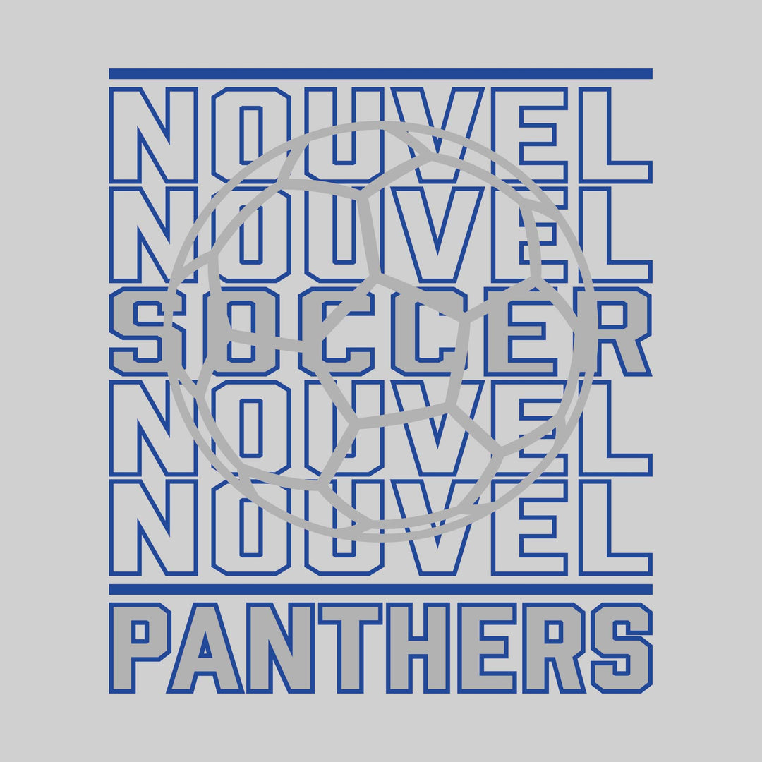 Nouvel Panthers - Soccer - Repeated School Name with Soccer Ball Outline