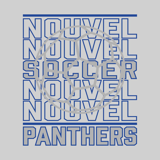 Nouvel Panthers - Soccer - Repeated School Name with Soccer Ball Outline