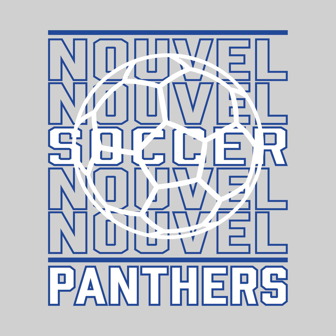 Nouvel Panthers - Soccer - Repeated School Name with Soccer Ball Outline