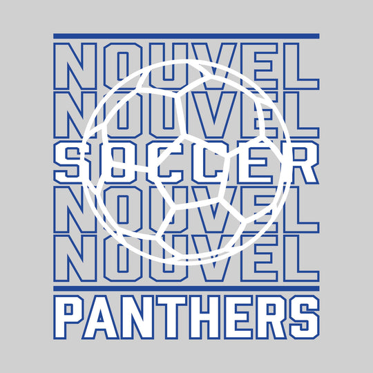 Nouvel Panthers - Soccer - Repeated School Name with Soccer Ball Outline
