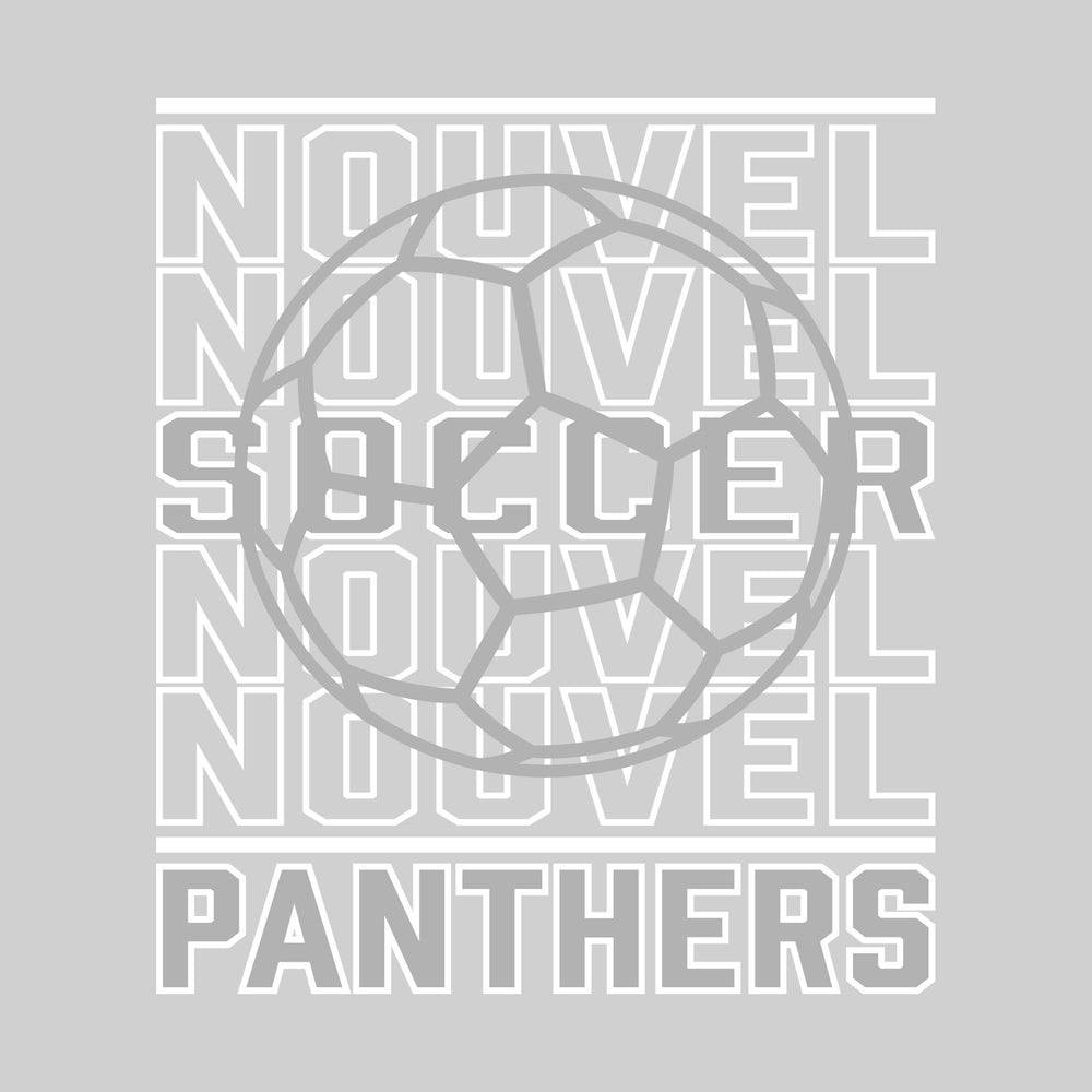Nouvel Panthers - Soccer - Repeated School Name with Soccer Ball Outline