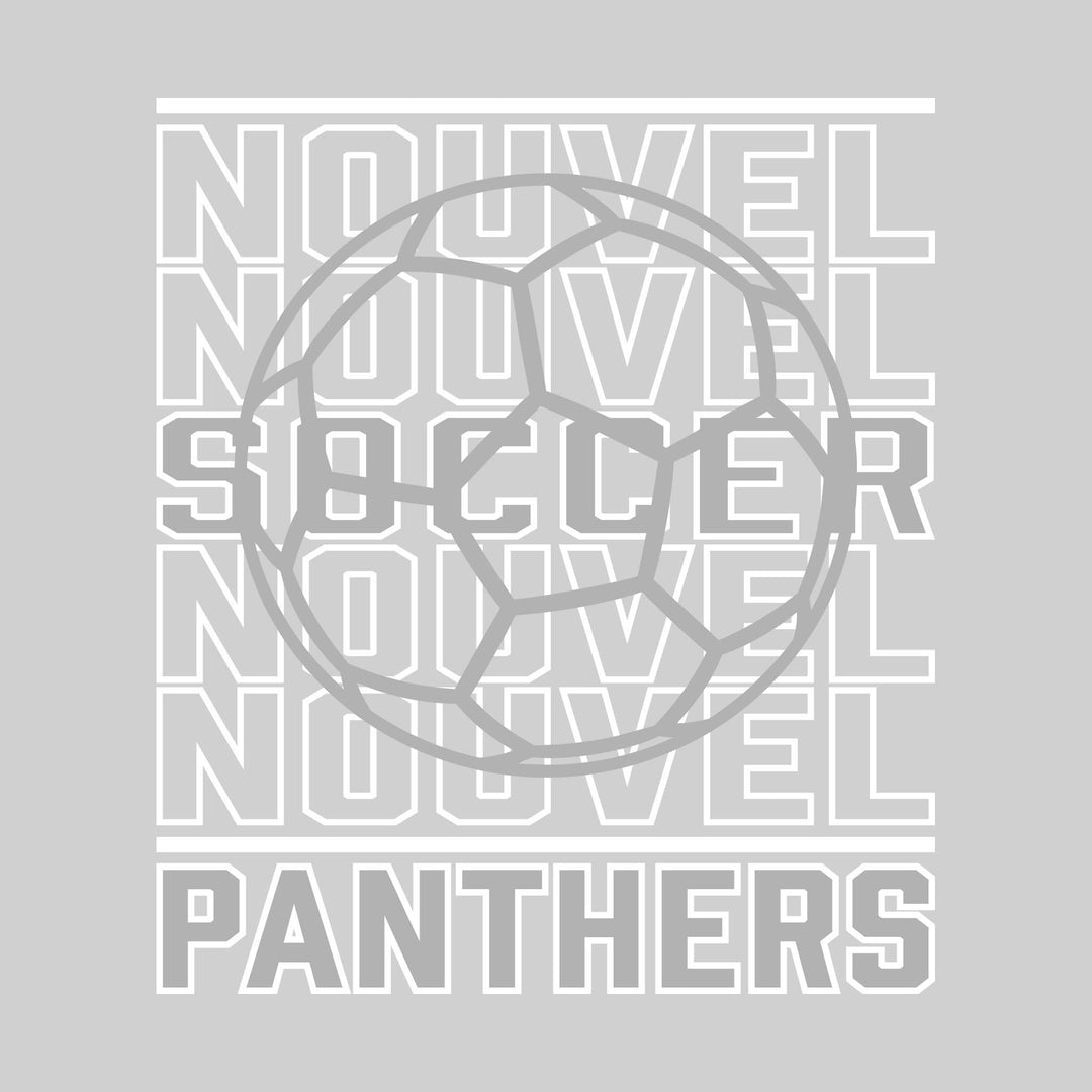 Nouvel Panthers - Soccer - Repeated School Name with Soccer Ball Outline