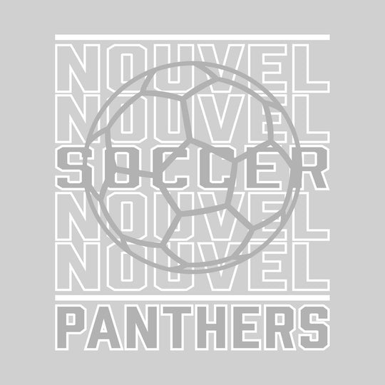 Nouvel Panthers - Soccer - Repeated School Name with Soccer Ball Outline