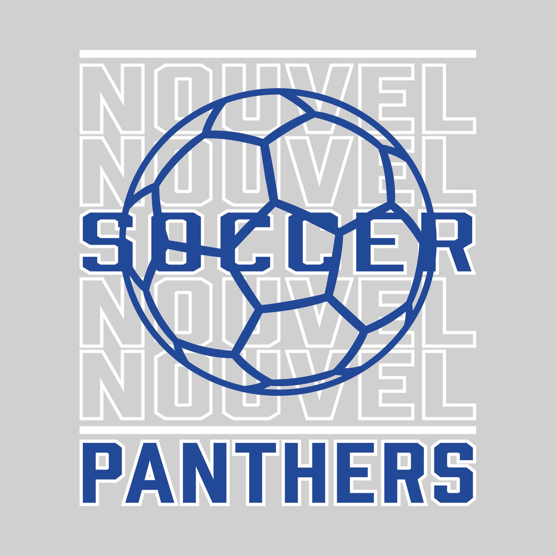 Nouvel Panthers - Soccer - Repeated School Name with Soccer Ball Outline