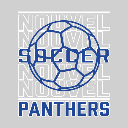 Nouvel Panthers - Soccer - Repeated School Name with Soccer Ball Outline