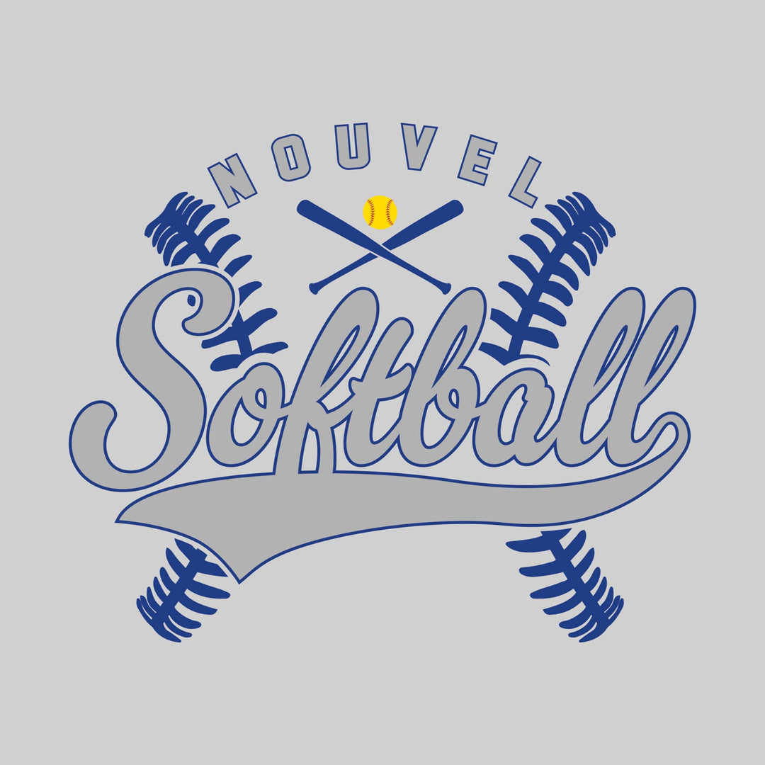 Nouvel Panthers - Softball - Cursive Softball with Stitches &amp; Crossed Bats
