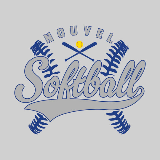 Nouvel Panthers - Softball - Cursive Softball with Stitches &amp; Crossed Bats