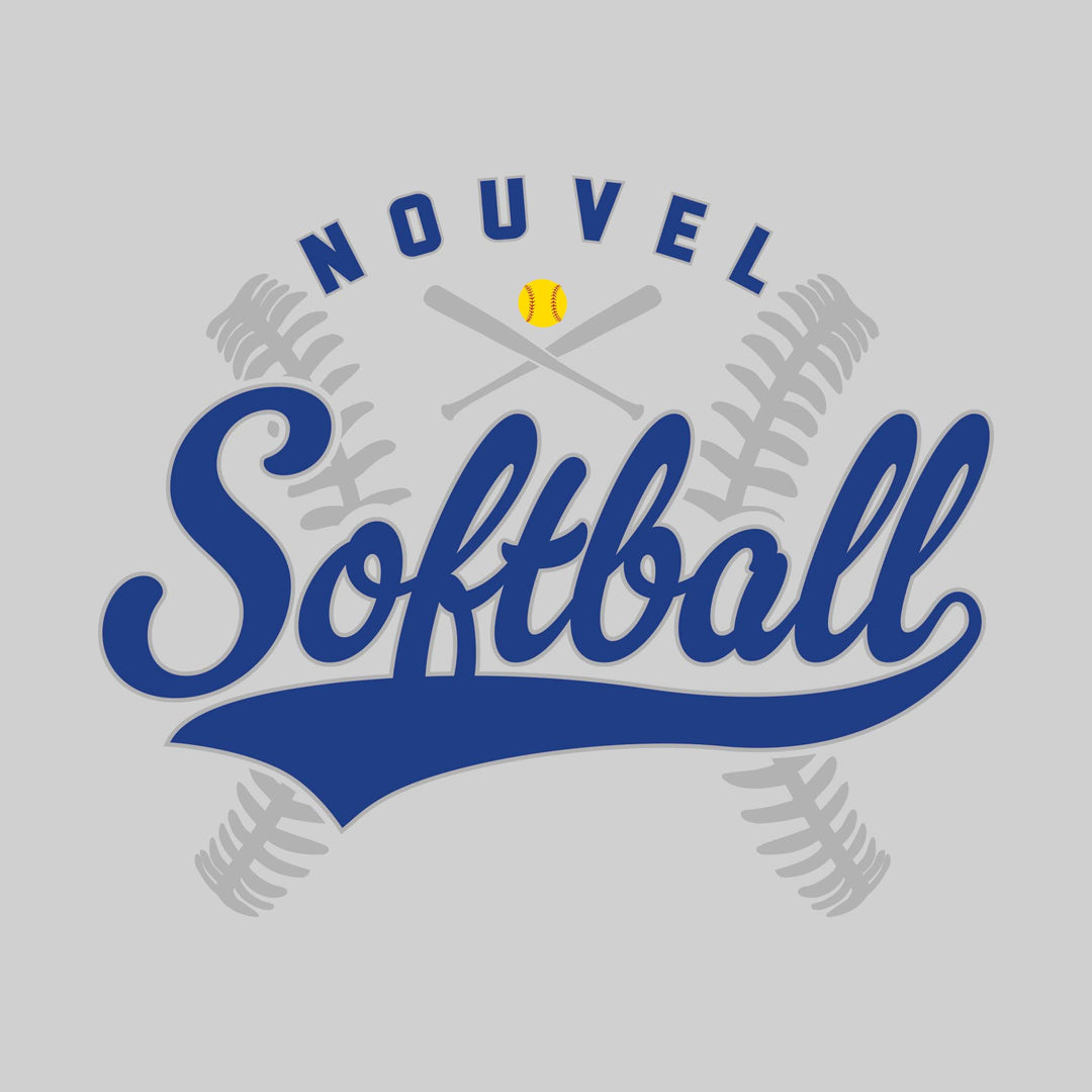 Nouvel Panthers - Softball - Cursive Softball with Stitches &amp; Crossed Bats