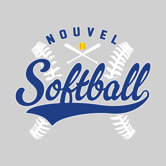 Nouvel Panthers - Softball - Cursive Softball with Stitches &amp; Crossed Bats