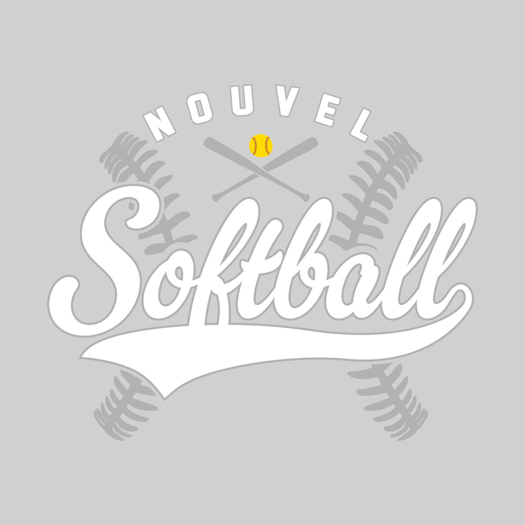 Nouvel Panthers - Softball - Cursive Softball with Stitches &amp; Crossed Bats