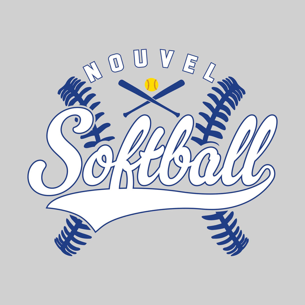 Nouvel Panthers - Softball - Cursive Softball with Stitches & Crossed Bats