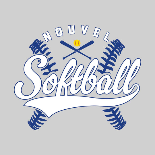 Nouvel Panthers - Softball - Cursive Softball with Stitches &amp; Crossed Bats