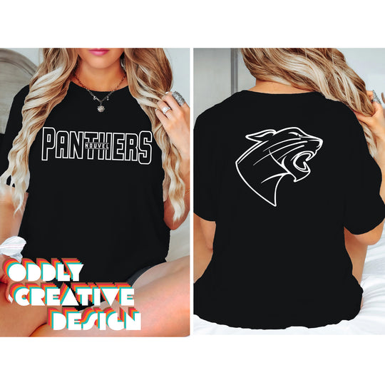 Nouvel Panthers - Spirit Wear - Black & White - Mascot Name with Back Mascot