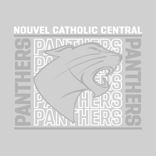 Nouvel Panthers - Spirit Wear - Bracketed Repeating Outlined Panthers with Mascot