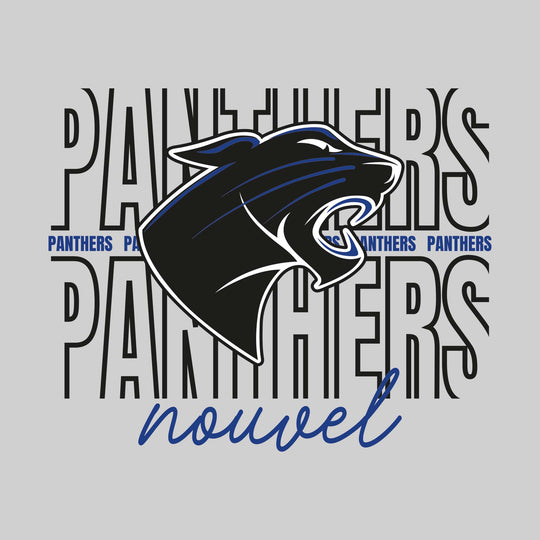 Nouvel Panthers - Spirit Wear - Outlined Panthers with Cursive School Name