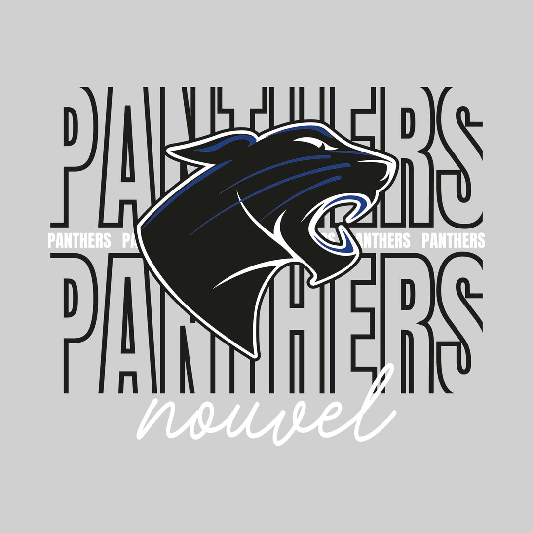 Nouvel Panthers - Spirit Wear - Outlined Panthers with Cursive School Name