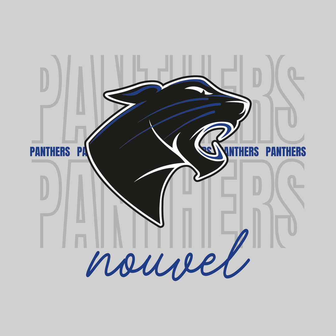 Nouvel Panthers - Spirit Wear - Outlined Panthers with Cursive School Name