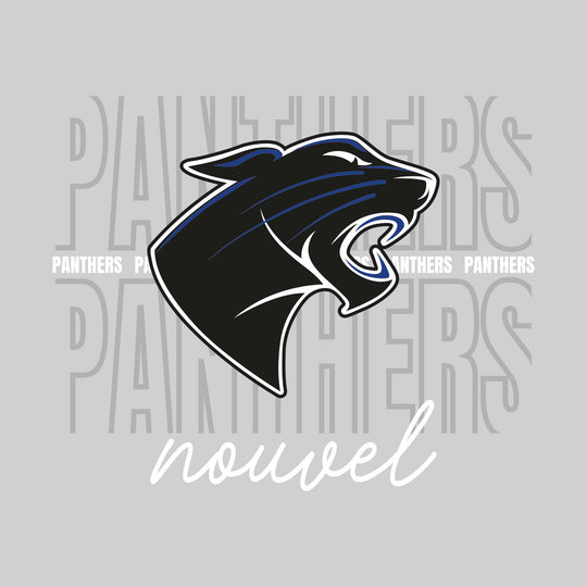 Nouvel Panthers - Spirit Wear - Outlined Panthers with Cursive School Name