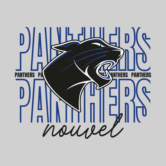 Nouvel Panthers - Spirit Wear - Outlined Panthers with Cursive School Name