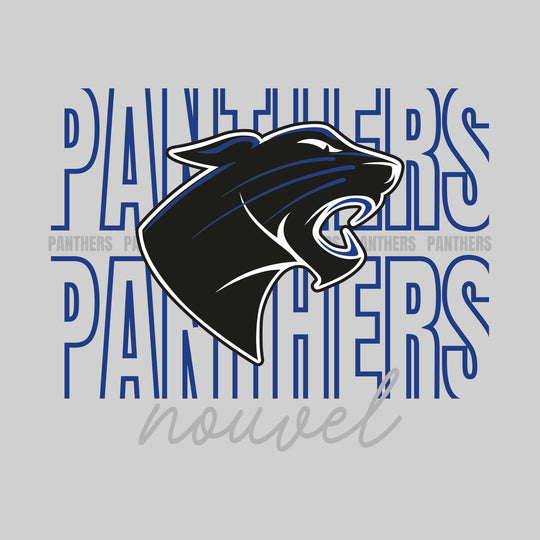 Nouvel Panthers - Spirit Wear - Outlined Panthers with Cursive School Name