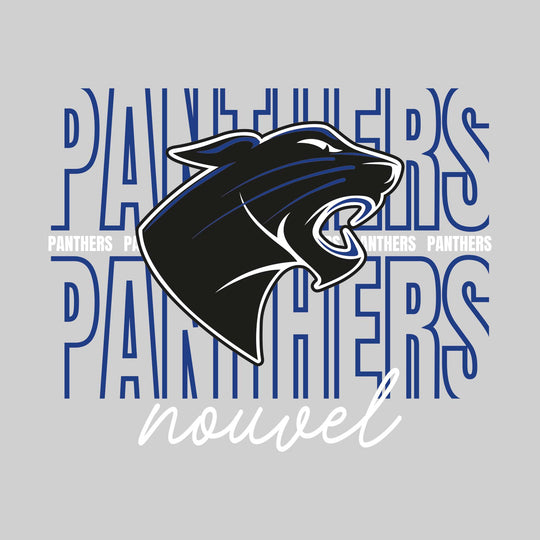 Nouvel Panthers - Spirit Wear - Outlined Panthers with Cursive School Name