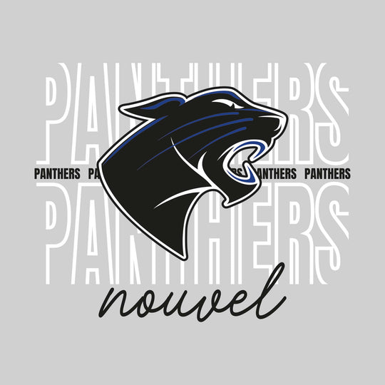 Nouvel Panthers - Spirit Wear - Outlined Panthers with Cursive School Name