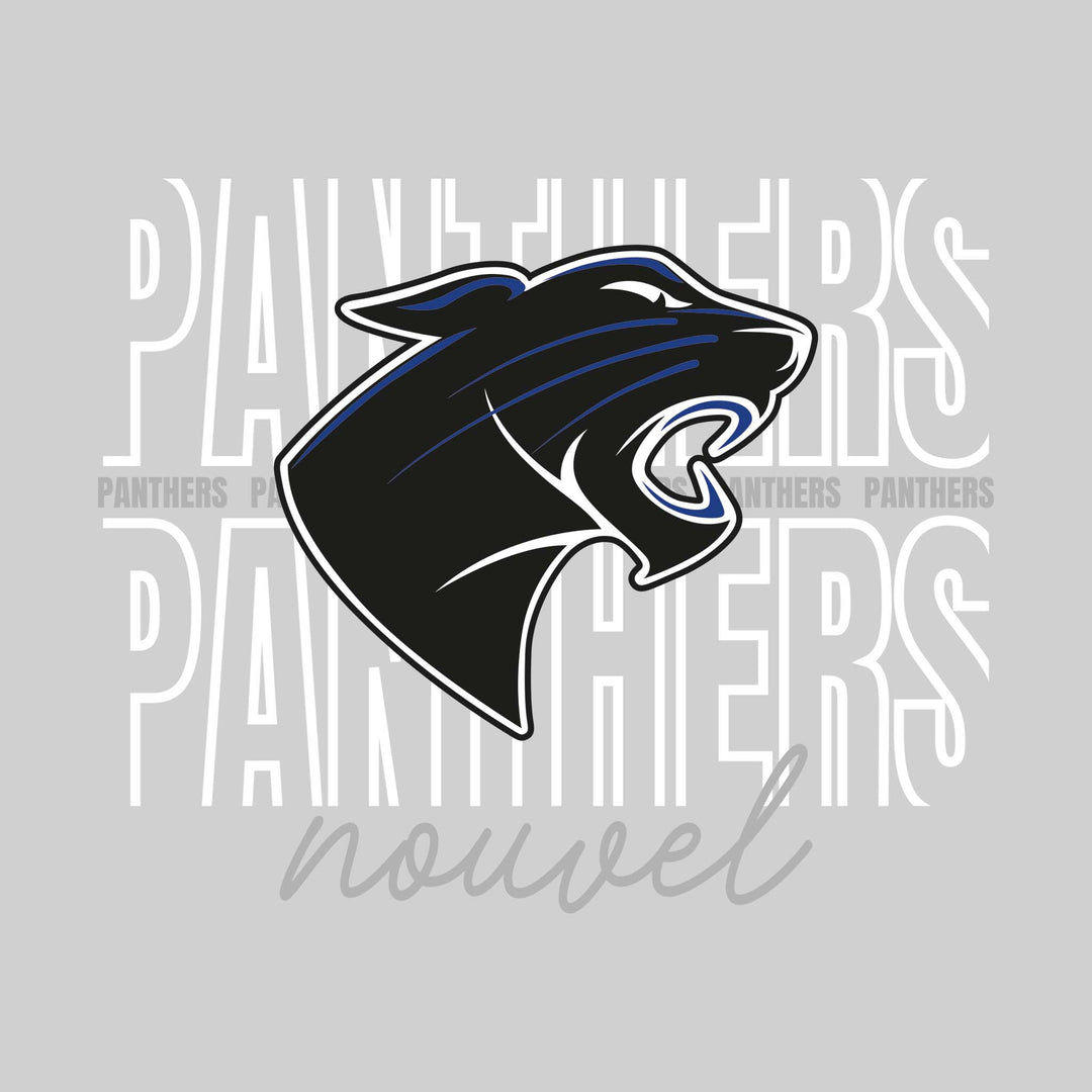 Nouvel Panthers - Spirit Wear - Outlined Panthers with Cursive School Name