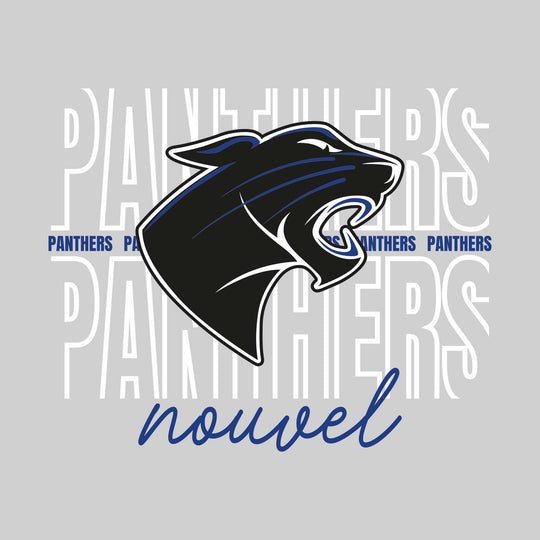 Nouvel Panthers - Spirit Wear - Outlined Panthers with Cursive School Name