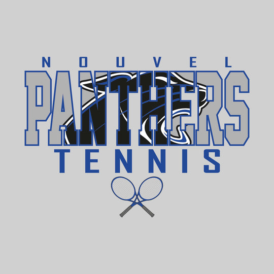 Nouvel Panthers - Tennis - Outlined Panthers with Mascot Inset and Crossed Rackets
