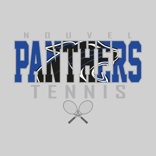 Nouvel Panthers - Tennis - Outlined Panthers with Mascot Inset and Crossed Rackets