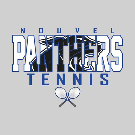 Nouvel Panthers - Tennis - Outlined Panthers with Mascot Inset and Crossed Rackets