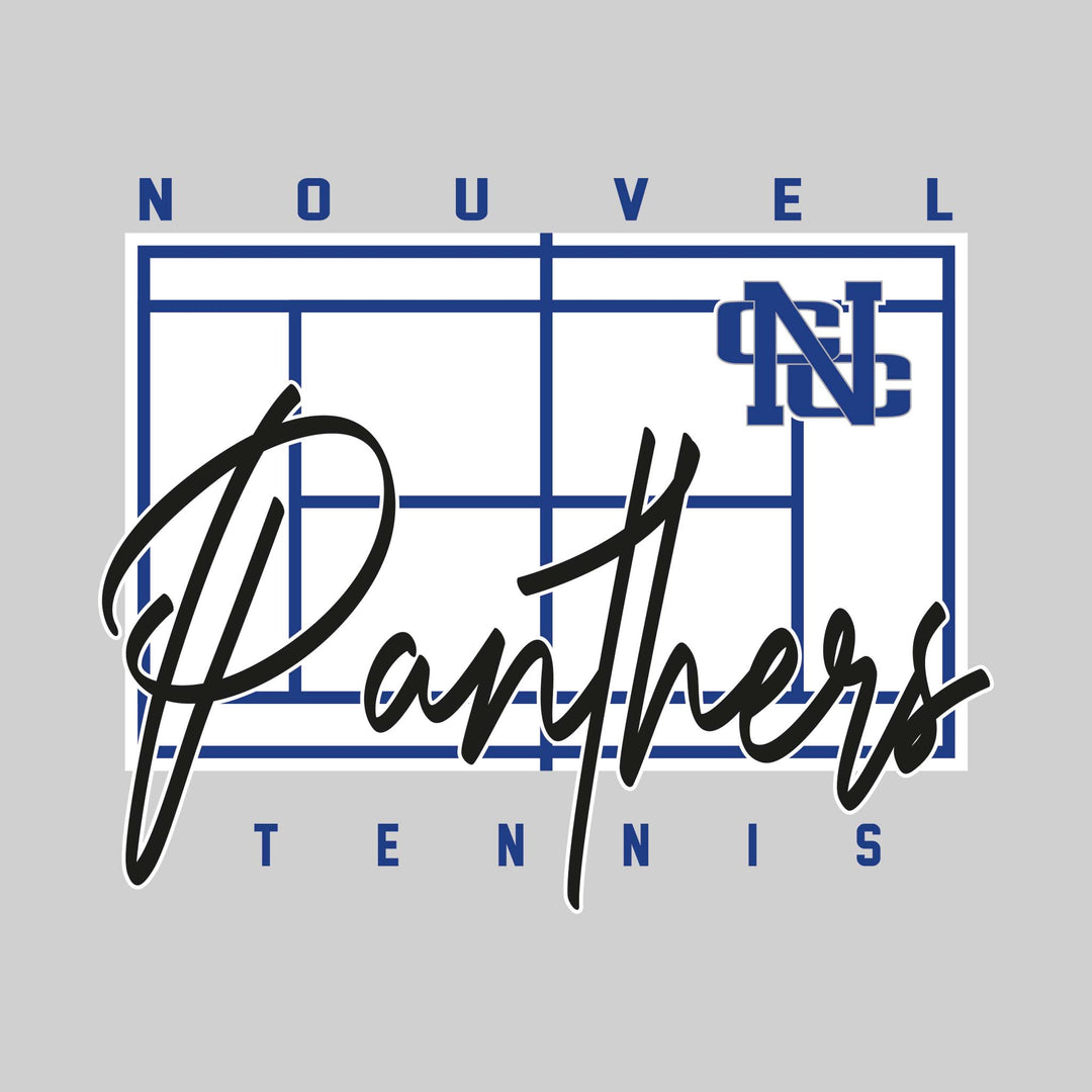 Nouvel Panthers - Tennis - Tennis Court with School Name and Mascot