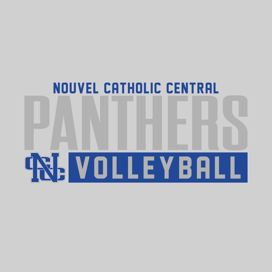 Nouvel Panthers - Volleyball - Large Mascot Name Over Volleyball with Mascot
