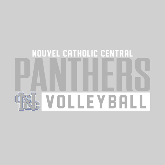 Nouvel Panthers - Volleyball - Large Mascot Name Over Volleyball with Mascot
