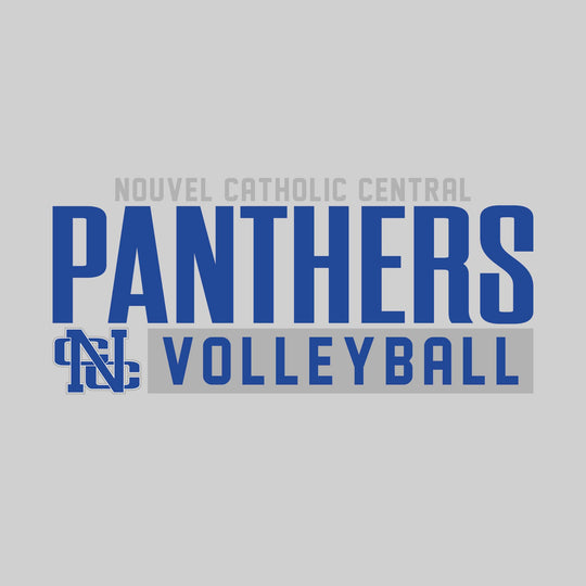 Nouvel Panthers - Volleyball - Large Mascot Name Over Volleyball with Mascot