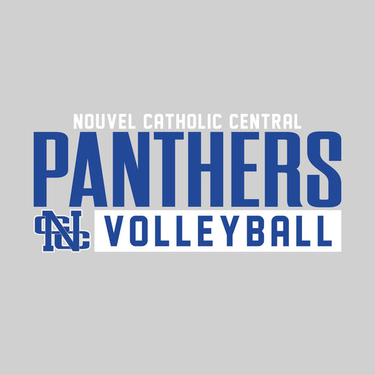 Nouvel Panthers - Volleyball - Large Mascot Name Over Volleyball with Mascot