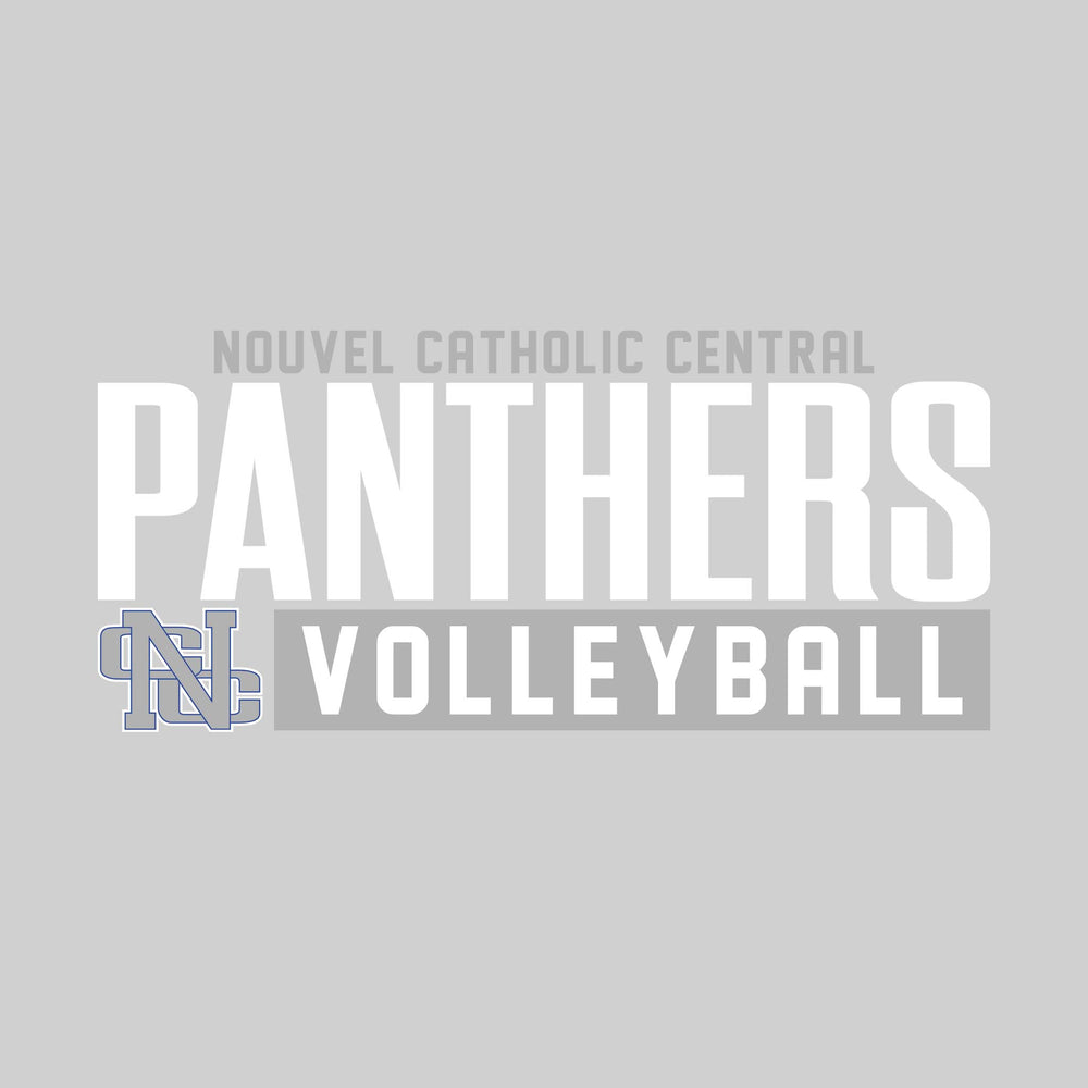 Nouvel Panthers - Volleyball - Large Mascot Name Over Volleyball with Mascot