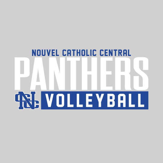 Nouvel Panthers - Volleyball - Large Mascot Name Over Volleyball with Mascot